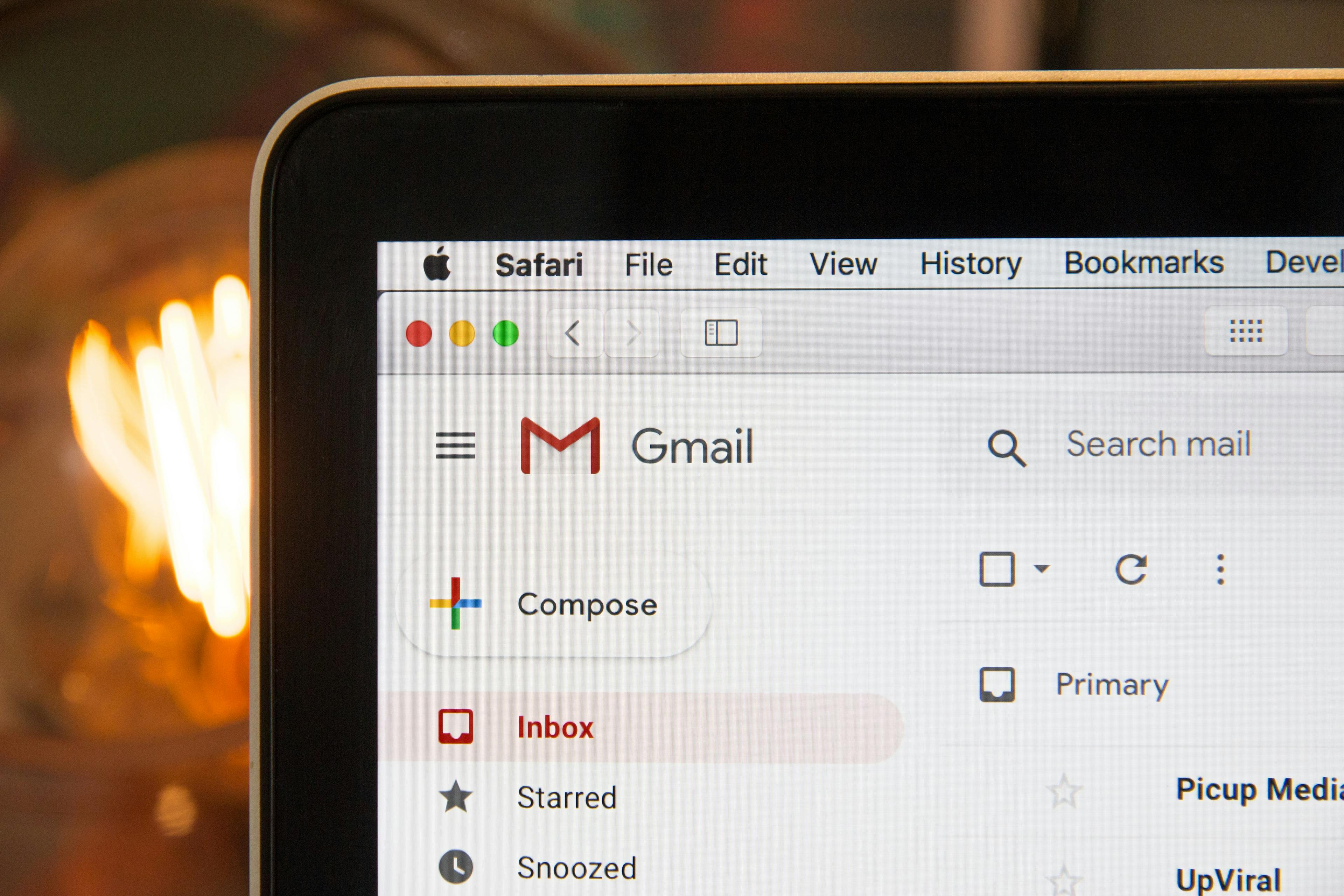 A Gmail account showing Inbox